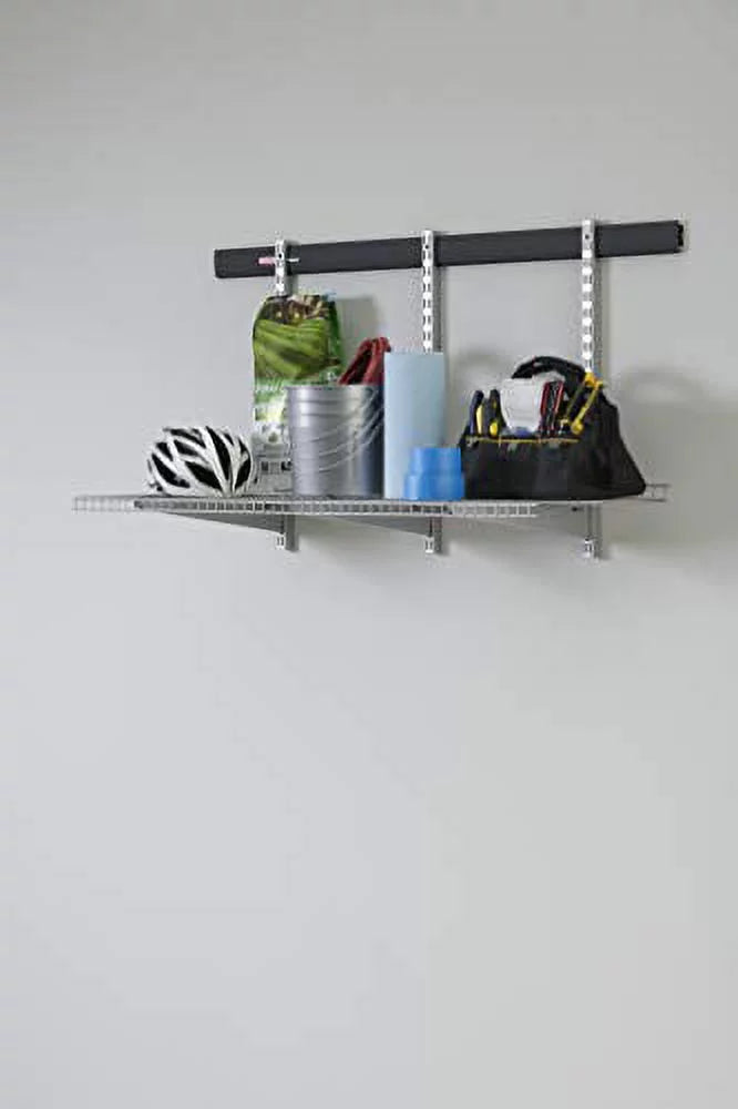 Rubbermaid Fast Track Garage 9-Piece Steel Wire Shelf Starter Kit, Track Storage System
