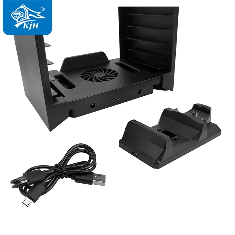 Cooling Fan Charger Vertical Stand Organizer for PS4 Controller