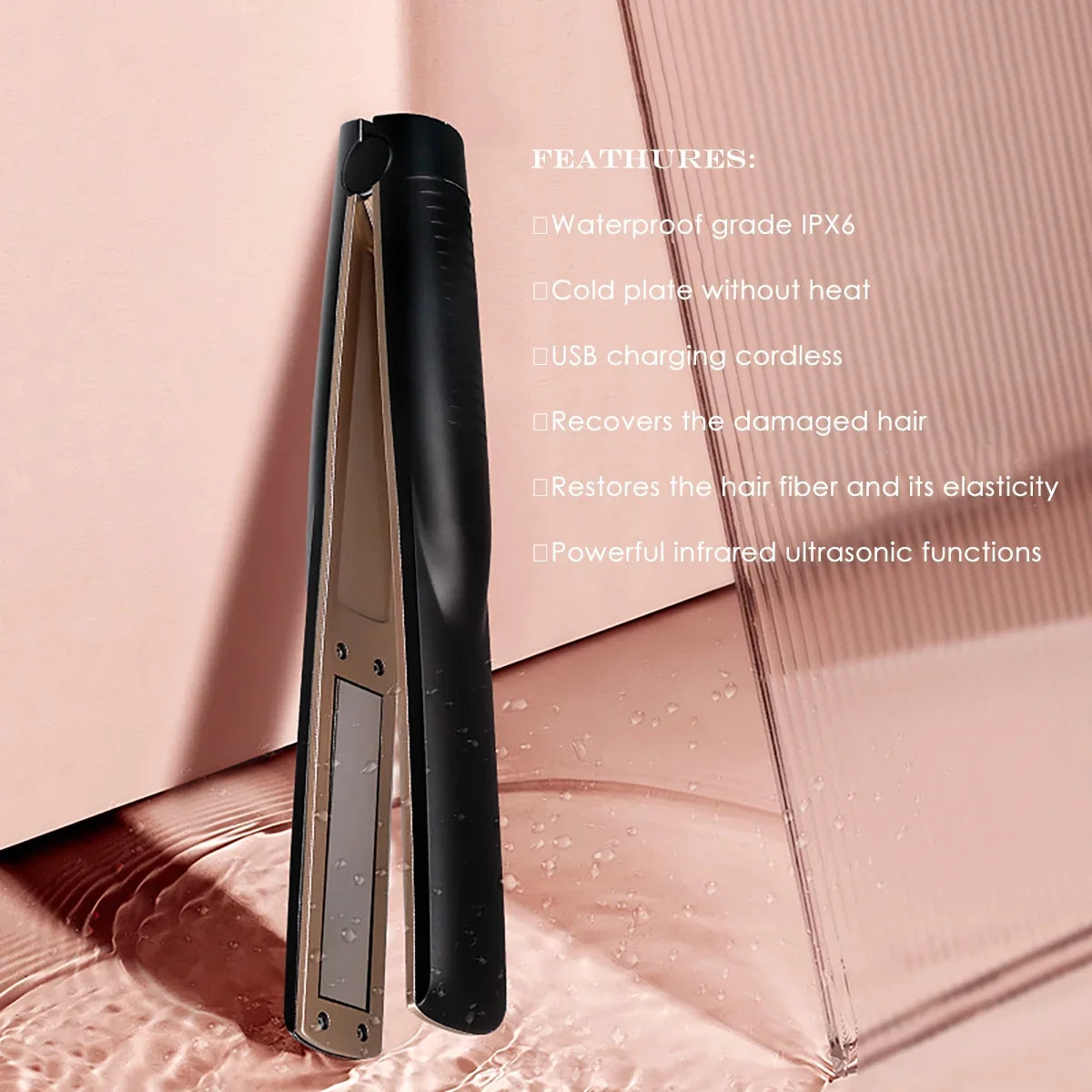 DIMUXI Ultrasonic Hair Care Iron, Professional Cold Iron Straightner, Shield the Damaged Hair, Wireless Portable