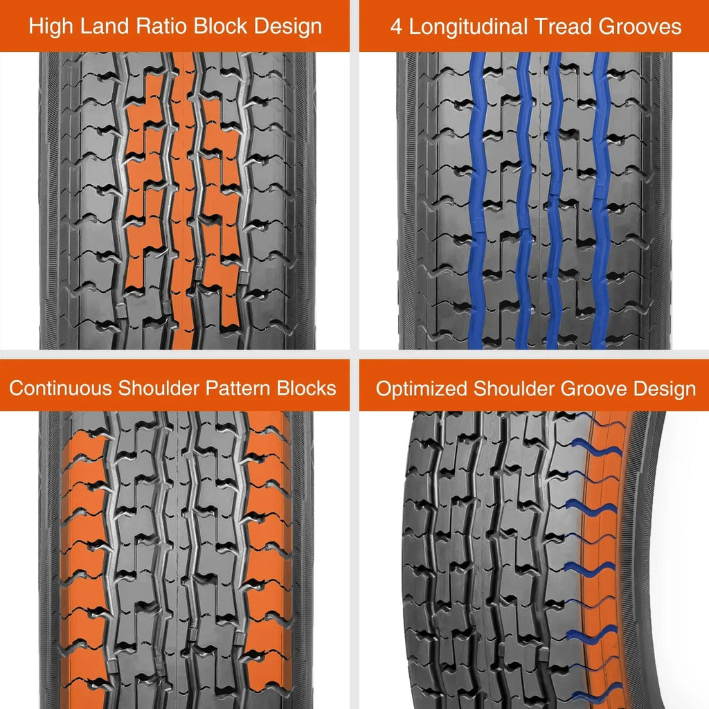 ST225/75R15 Trailer Tires 10PR Load Range E Heavy Duty 225 75 15 Radial Trailer Tires Improve Traction in all-road condition Set 2