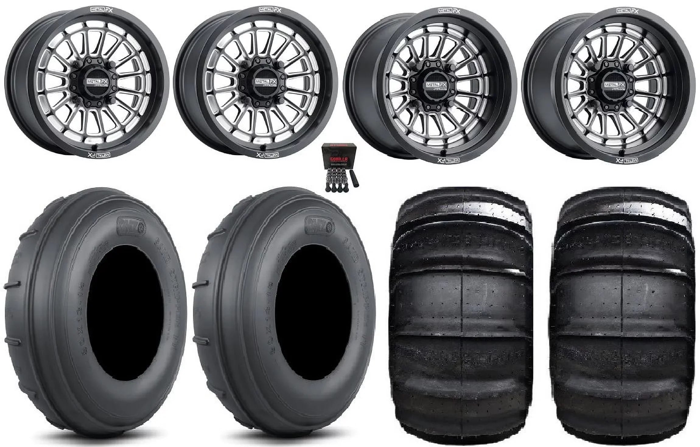 MetalFX Delta CC 15x7/15x10 Wheels Bk 30" Sand Stripper TT/XL HP Tires Polaris RZR XP 1000 / PRO XP / Ranger XP 900/1000