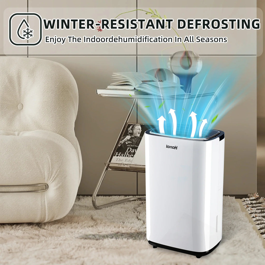 WANAI 22 Pints Dehumidifier,1500 Sq.Ft,Protable Dehumidifier for Basement and Home with Drain Hose,Max Moisture Removal 30 Pints (95 "F, 95% RH),White
