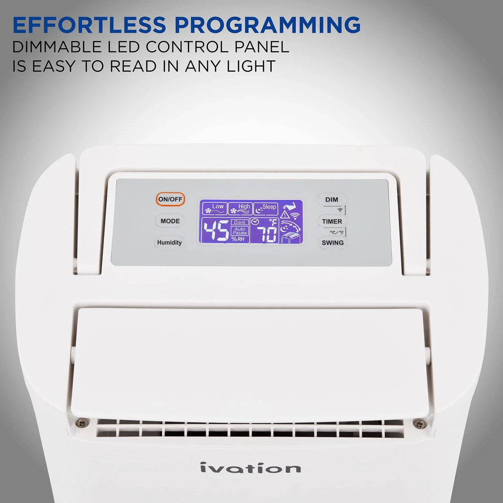 Ivation 19 Pint, 410 Sq/Ft, Wifi Dehumidifier W/ Drain Hose & Smartphone Control