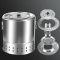 Barbecue Grill Bucket Grill Furnace Large Cooking Space Smokeless Stainless Steel for Beach Garden Tailgate Parties