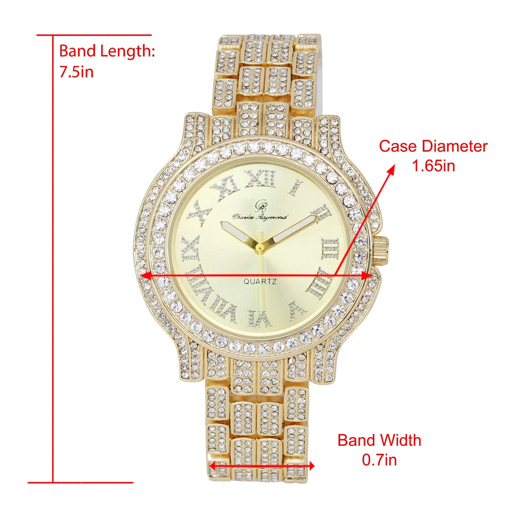 Women's Luxury Crystal Diamonds Iced Out Watch, a True Testament to blinged-Out Beauty and Timeless Glamour (L0504LA-T Classic-GLD)