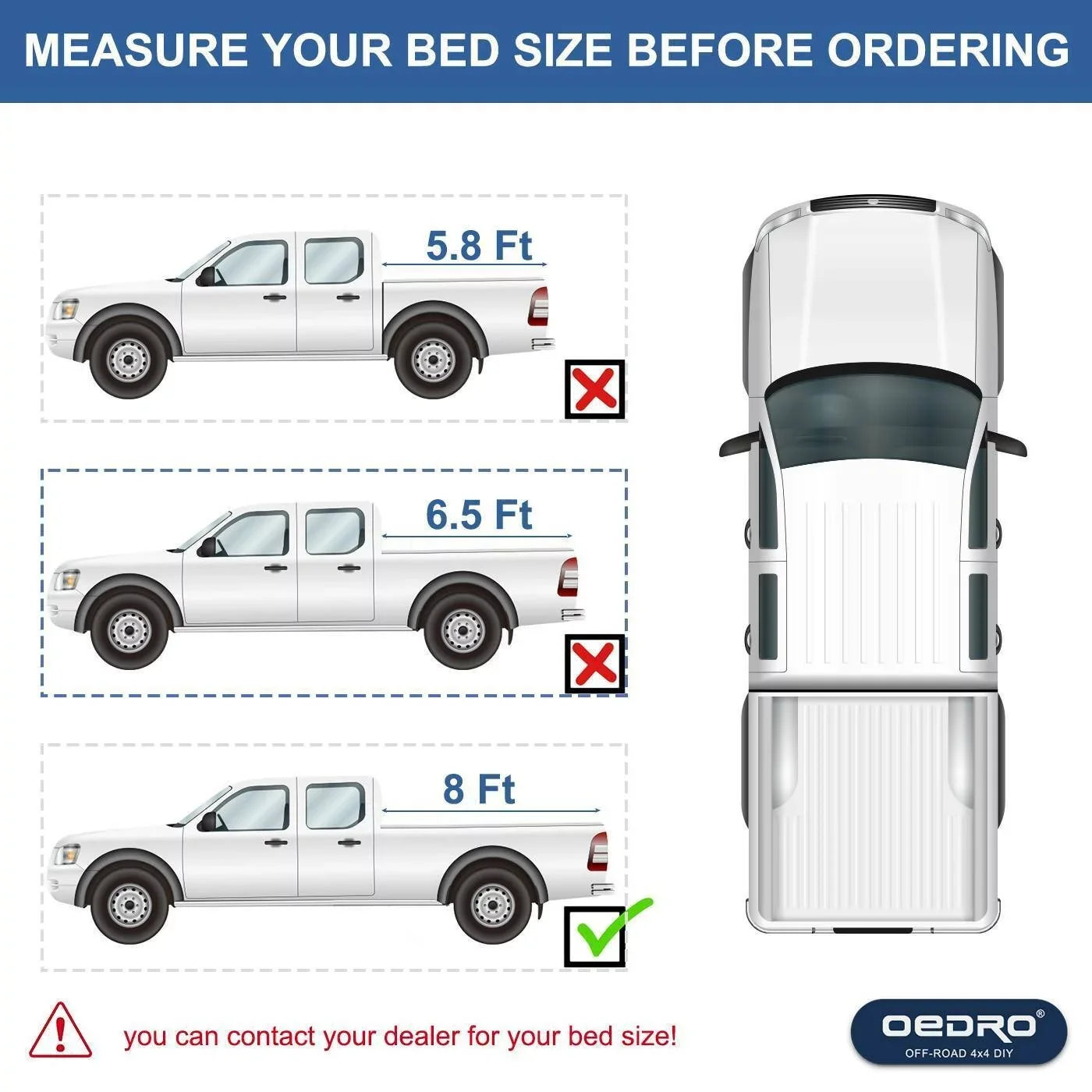 Ledkingdomus 8 Ft Soft Quad Fold Truck Bed Tonneau Coating for 02-23 Dodge Ram 1500 /Ram 2500 3500