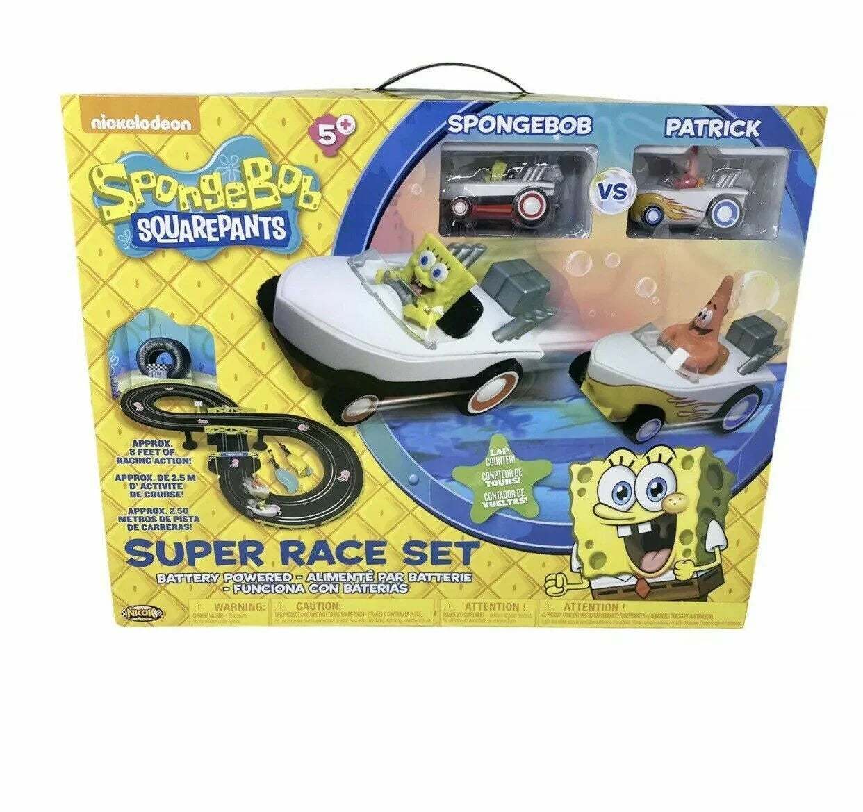 SPONGEBOB SQUAREPANTS SUPER RACE SET Vessel RACE TRACK AND RACERS