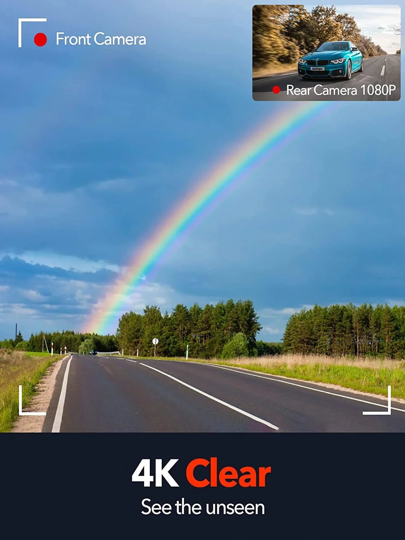 4K Dash Cam with Wi-Fi, GPS Front Camera, and Type-C Hardwire Kit