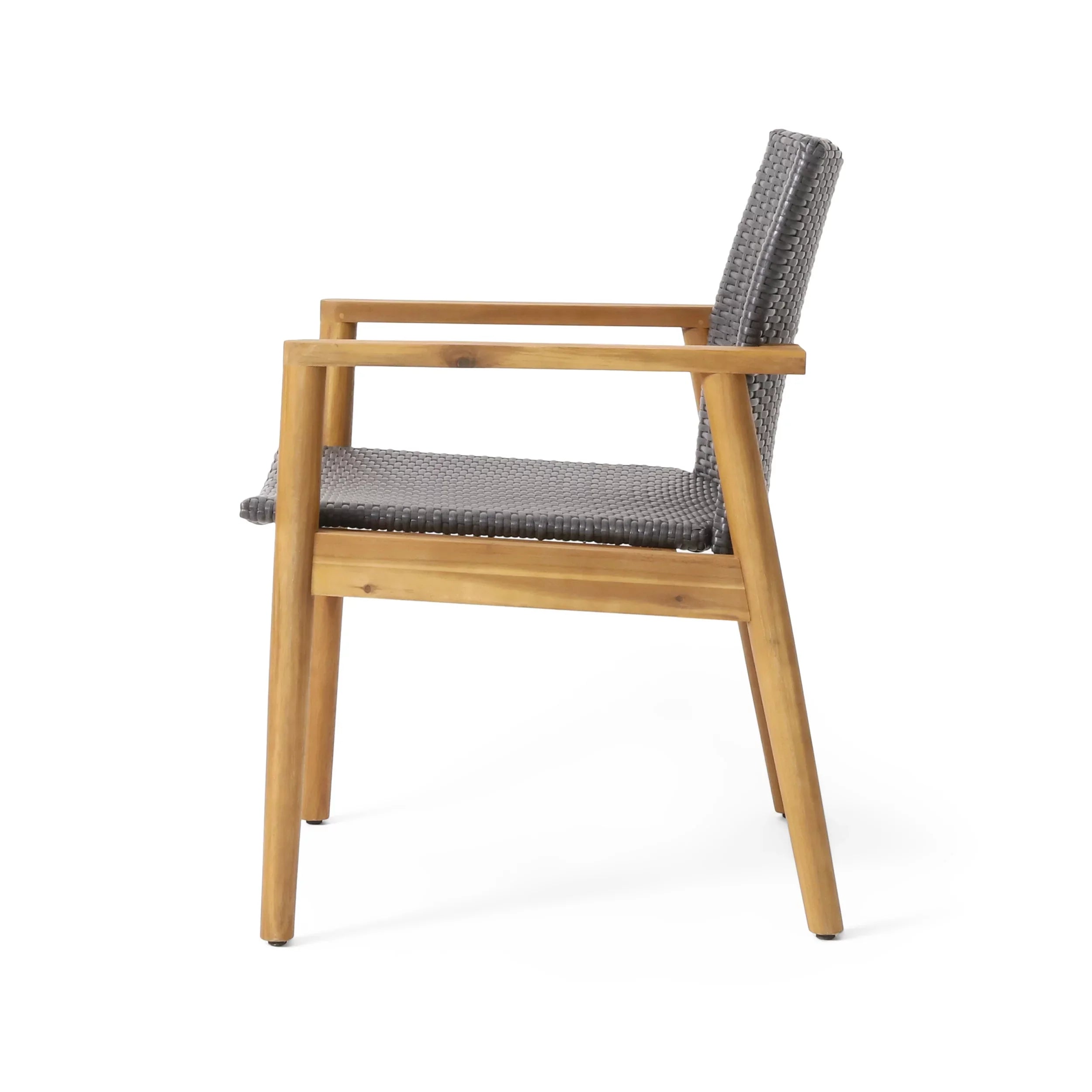 Remuda Wicker and Acacia Wood Outdoor 4 Seater Chat , Gray and Teak