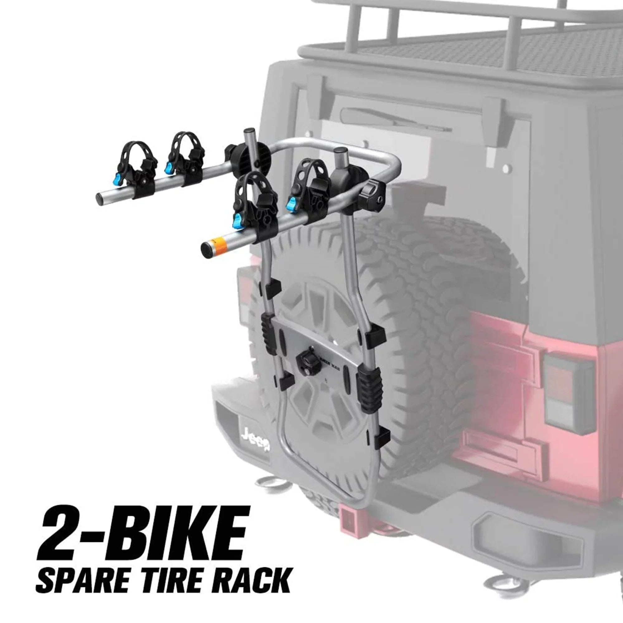 Fieryred 2 Bike Bolt On Spare Tire Rack w/ 75 Pound Capacity, Black