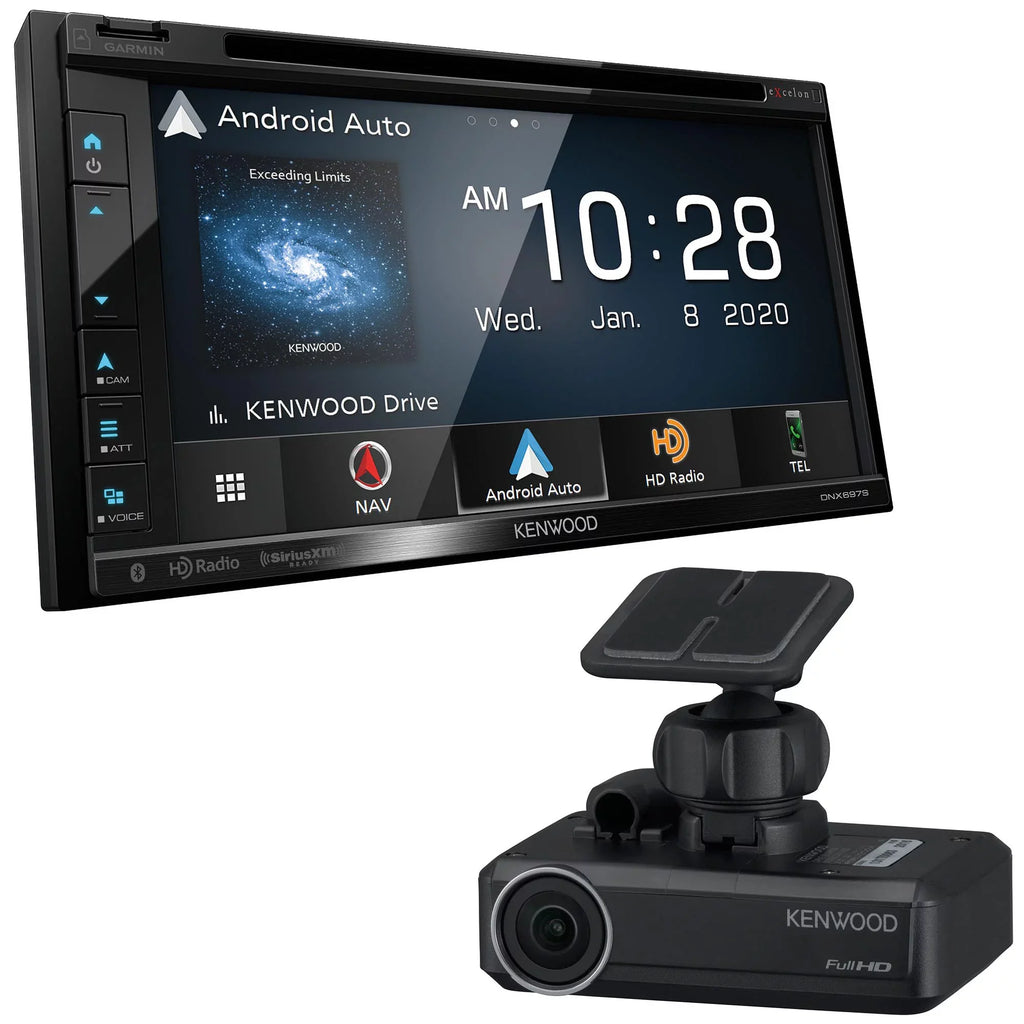 Kenwood DNX697S Navigation Receiver Matching With Apple CarPlay & Android Auto with a Kenwood DRV-N520 Drive Recorder