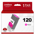 LinkDocs Fitting PFI120 PFI-120 Magenta Ink Cartridges (130ml) Replacement for Canon PFI120 PFI-120 PFI-120M Work for Canon ImagePROGRAF IPF TM-200 TM-205 TM-300 TM-305 and GP-200 GP-300 Printer