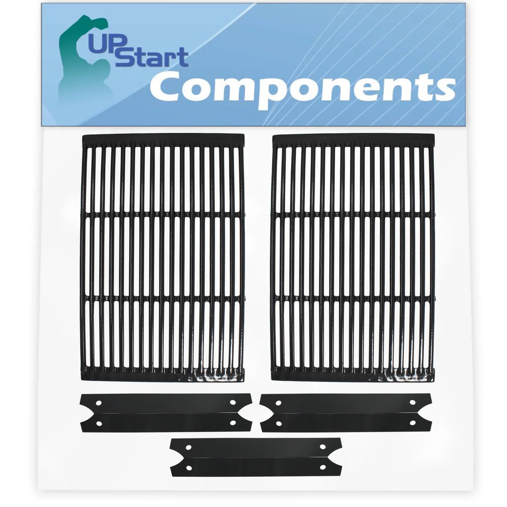 2 BBQ Grill Cooking Grates & 3 Heat Shield Plate Tent Replacement Parts for Charmglow 810-6320-B - Suitable Barbeque Porcelain Enameled Cast Iron Grid 19" & Flame Tamer, Flavorizer Bar