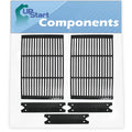 2 BBQ Grill Cooking Grates & 3 Heat Shield Plate Tent Replacement Parts for Charmglow 810-6320-B - Suitable Barbeque Porcelain Enameled Cast Iron Grid 19" & Flame Tamer, Flavorizer Bar