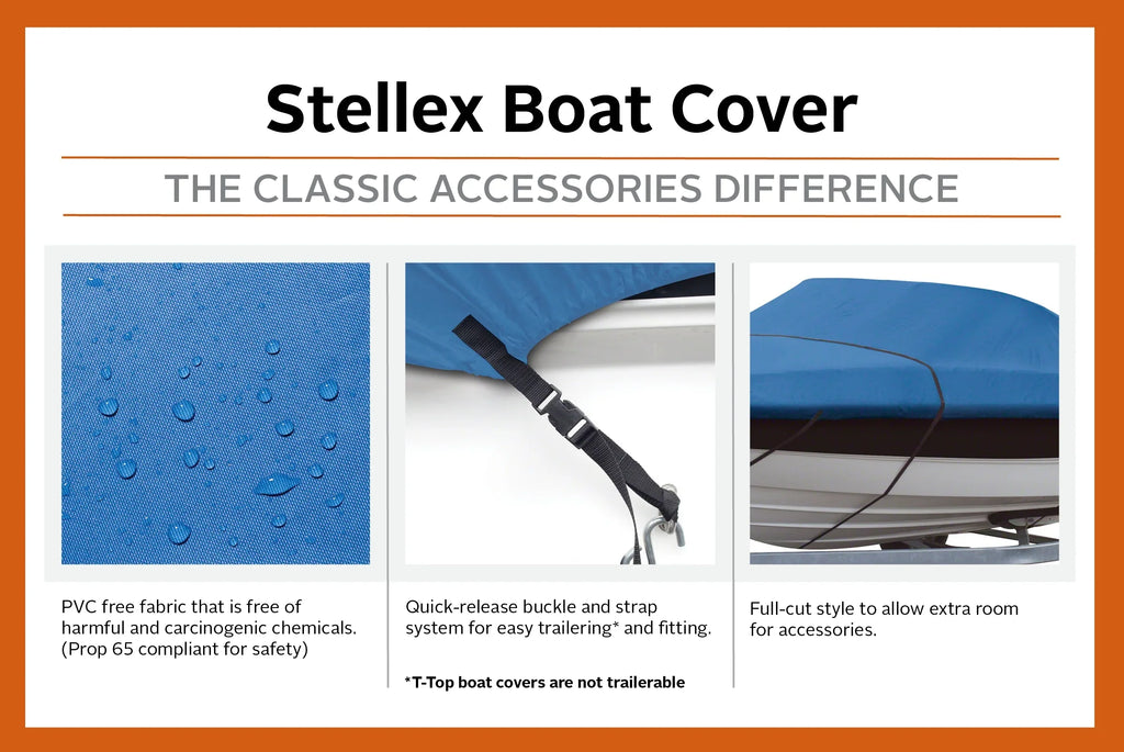 Classic Accessories Stellex™ All Seasons Ship Protection Fits Ship 14' - 16' L x 90" W, Trailerable Watercraft Wrap with Polyester Impervious Fabric, Model B