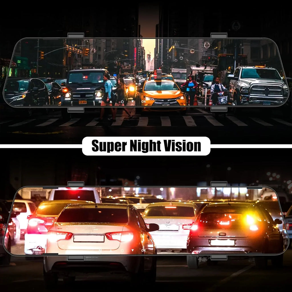 Mirror Dash Cam for Cars,4.5" Rear View Mirror 1080P Front and Rear View Dual Cameras,Super Night Vision,Parking