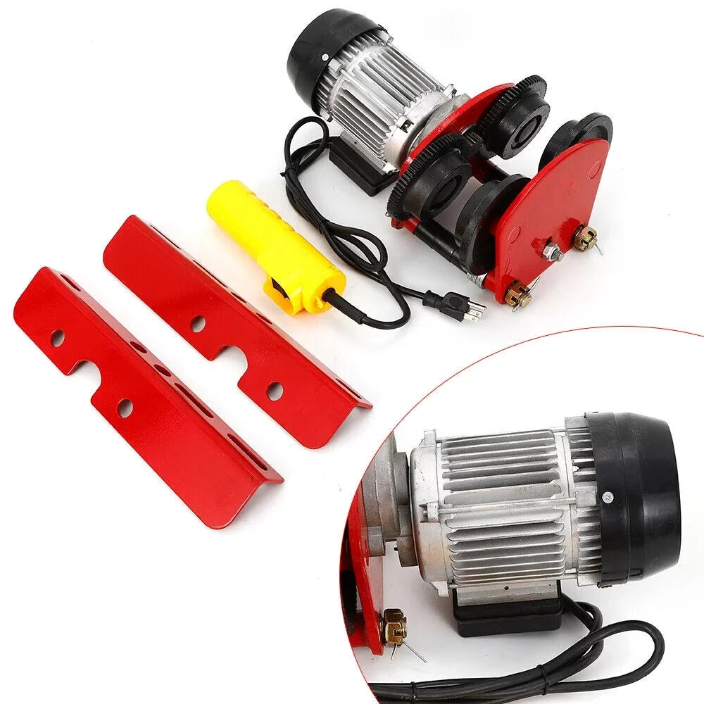 Electric Hoist Lift 2000LBS Overhead Electric Motor Hoist Trolley Garage Winch Crane w/I-Beam Links, Remote Control, 1400r/m, Heavy Duty Automatic Shop Overhead Motor Hoist Lift