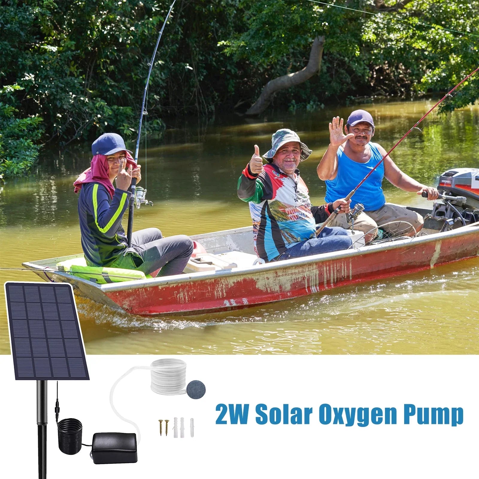 Oxygenation pump,Bubble Stones Fish Pool Air Pump Aerator 2w Solar Pump Fish Pool Pond Pump Aerator With Solar Pump Fish Air Bubble Stones With Pipe Air Solar Pond Aerator