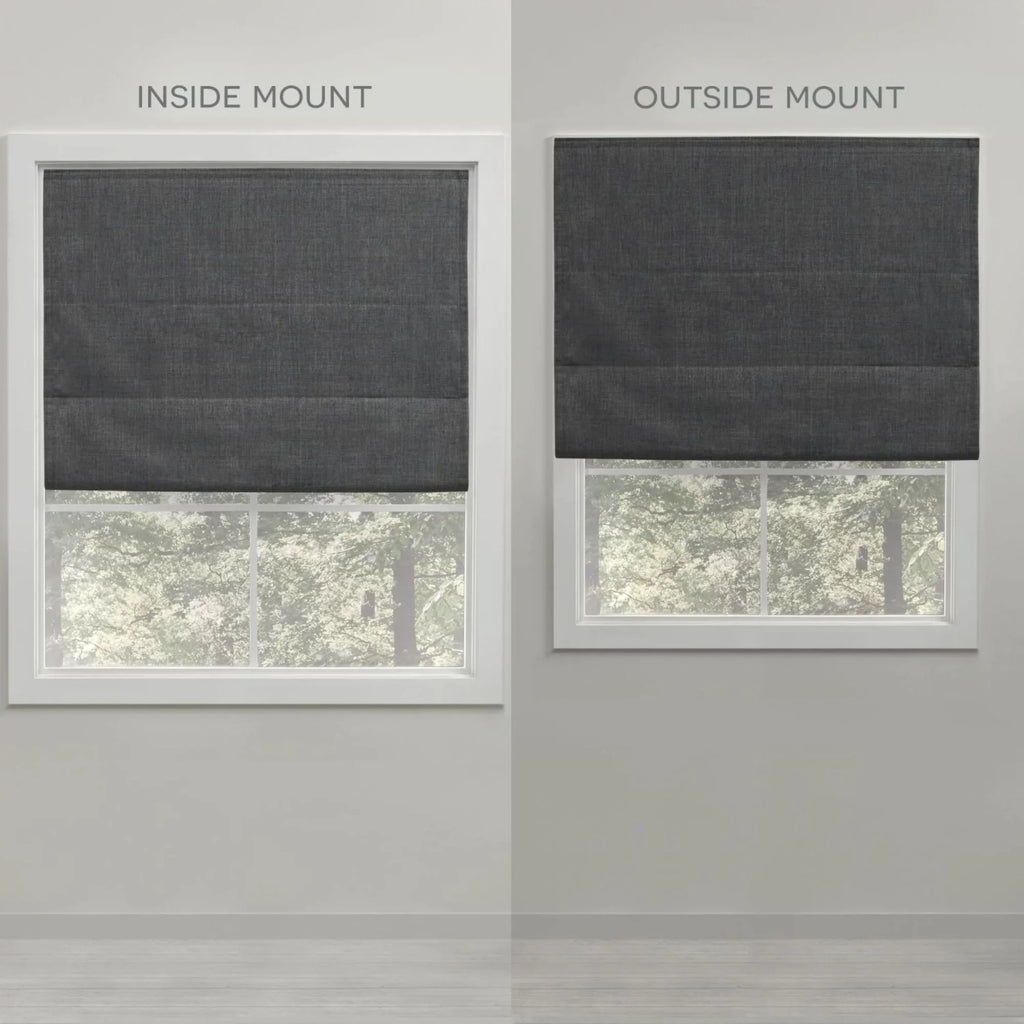 Exclusive Home Esme Total Blackout Roman Shade, 34"x64", Dark Grey