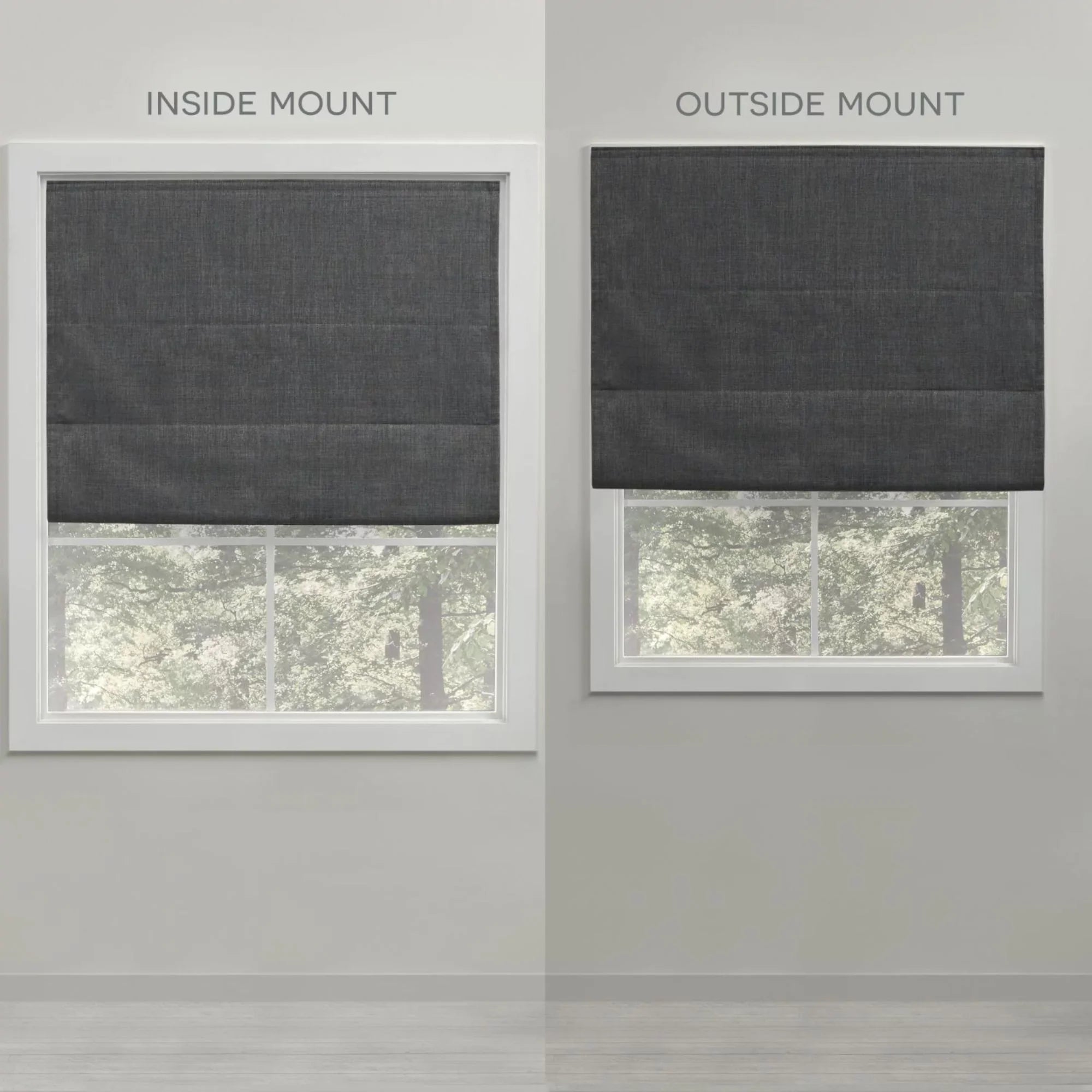 Exclusive Home Esme Total Blackout Roman Shade, 34"x64", Dark Grey