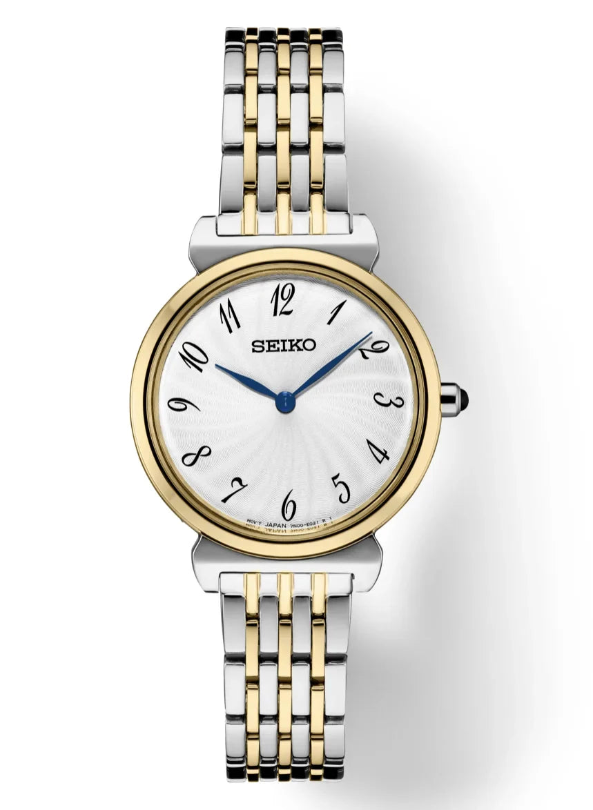 Seiko SFQ800 Essential Two Tone Stainless Steel Arabic Dial Quartz Women's Watch