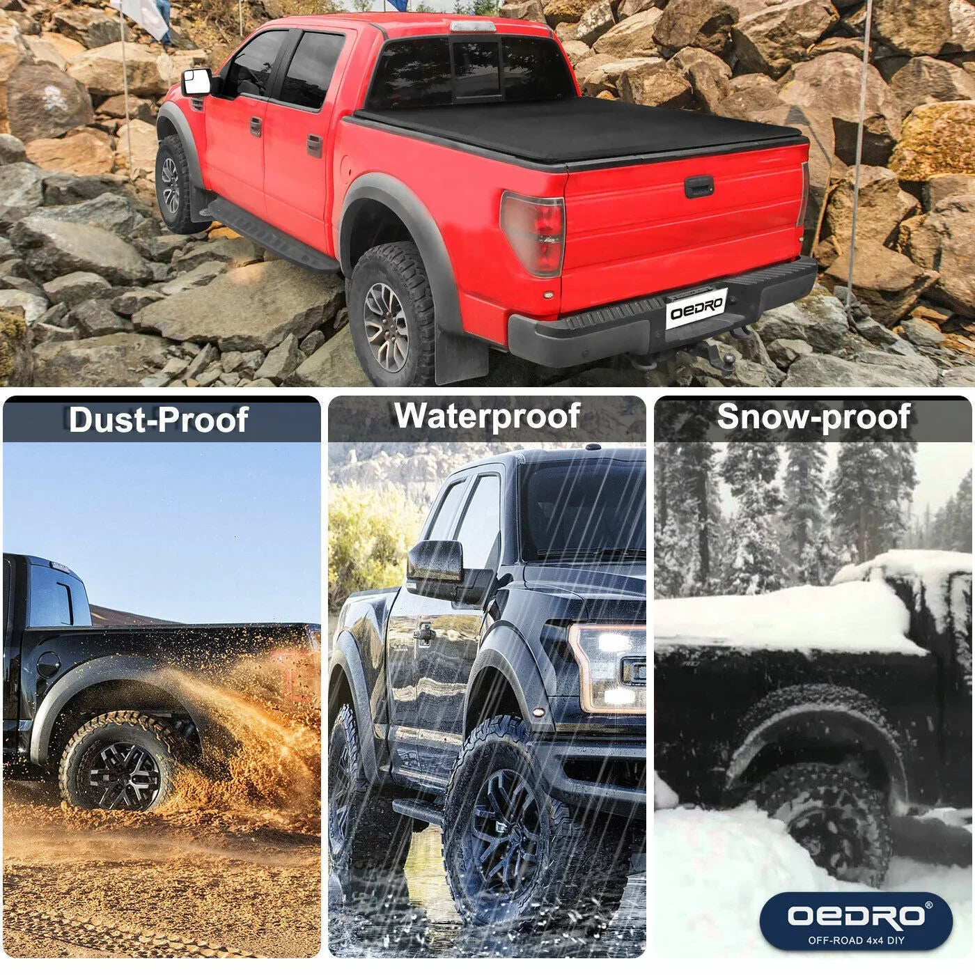 Ledkingdomus 8 Ft Soft Quad Fold Truck Bed Tonneau Coating for 02-23 Dodge Ram 1500 /Ram 2500 3500