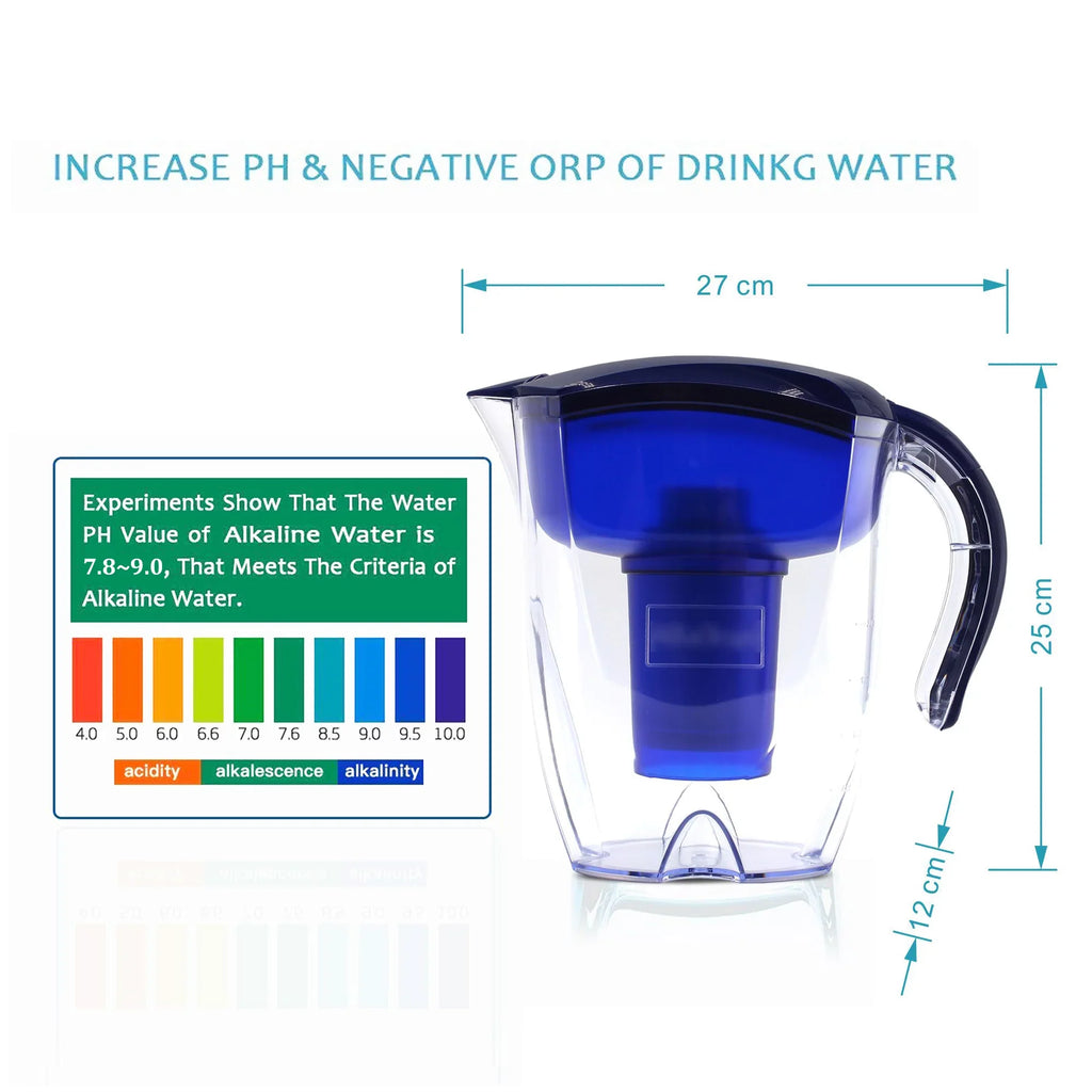 ALKA Premium Alkaline Water Pitcher - 3.5L Pure Healthy Water Ionizer With Activated Carbon Filter - Healthy, Clean & Toxin-Free Mineralized Alkaline Water In Minutes PH 8.5 - 9.5