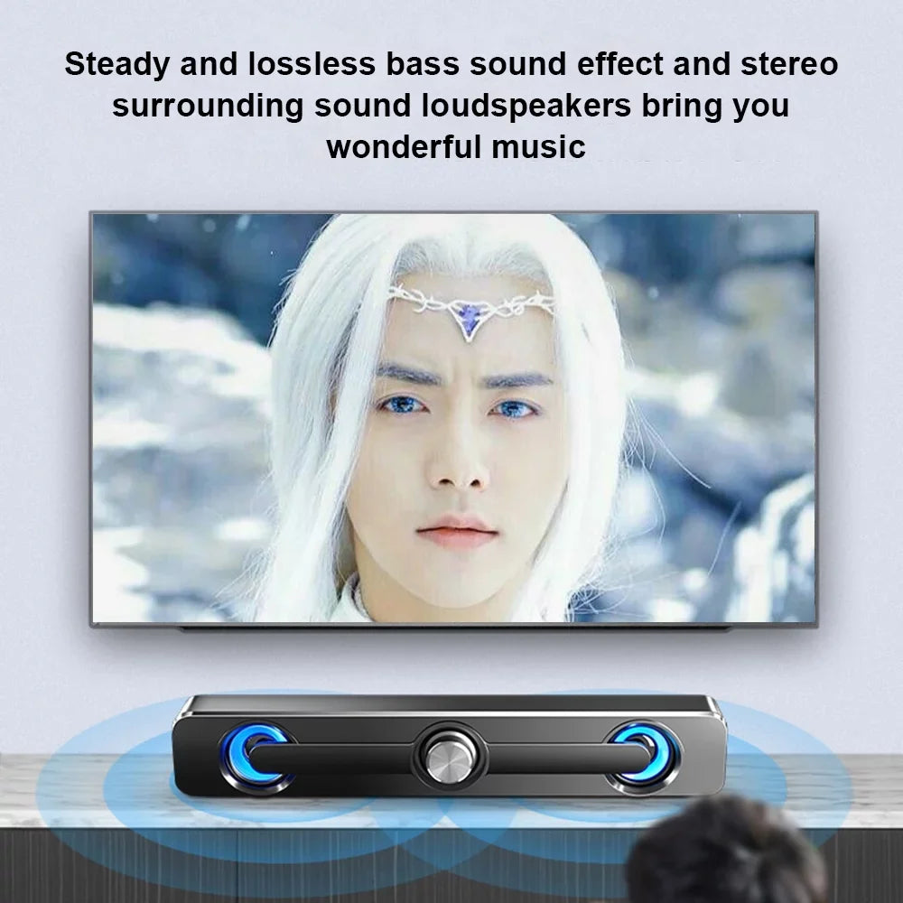 SADA V-111 Computer Speaker USB Wired Powerful Bar Stereo Subwoofer Bass Speaker Surround Sound Box for PC Laptop Phone Tablet MP3 MP4