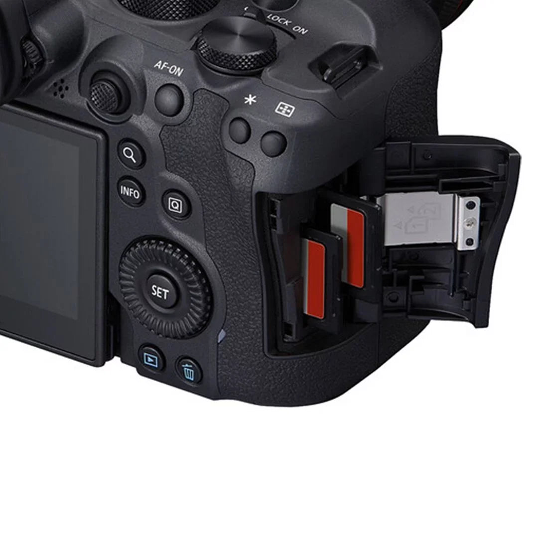 Canon EOS R6 Mark II Mirrorless Camera with RF 24-105mm Lens + EF 75-300mm + Mount Adapter + 2 Pack SanDisk 32GB Memory Card + LED Flash + Case + ZeeTech Accessory