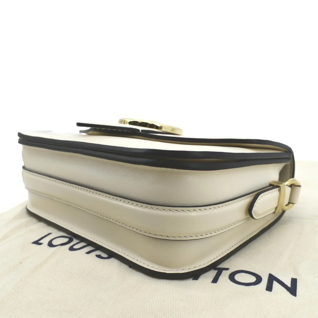 Pre-owned LOUIS VUITTON Pont 9 Calfskin Leather Shoulder Bag Creme