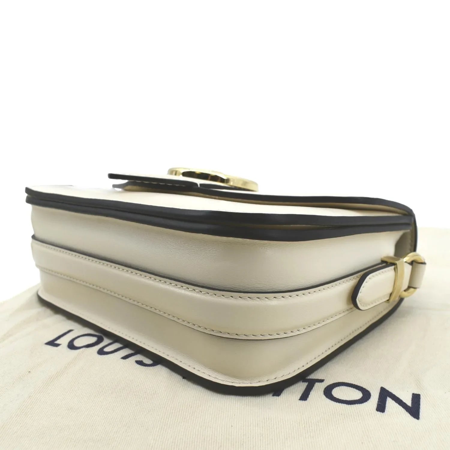 Pre-owned LOUIS VUITTON Pont 9 Calfskin Leather Shoulder Bag Creme