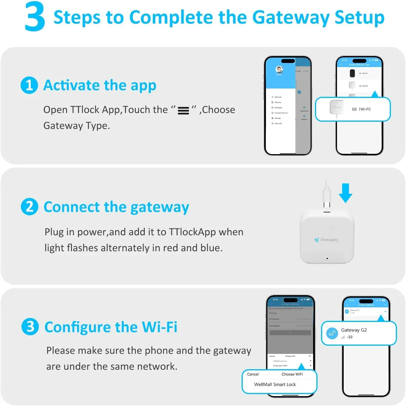 G2 Gateway for Keyless Entry Door Lock, Fingerprint Scanning, White