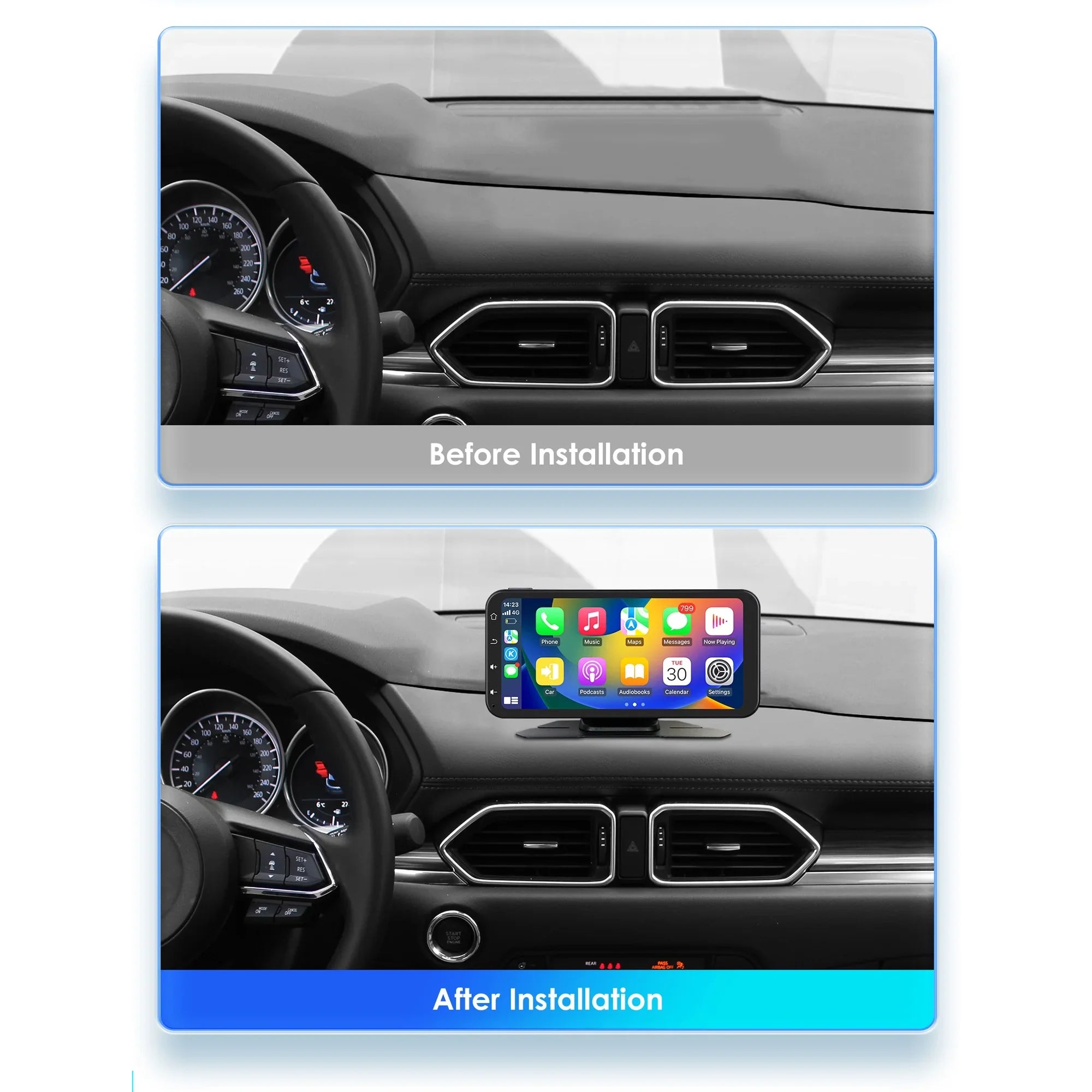 Hizpo GPS Navigation Bluetooth 6.25 Inch Touchscreen 360° Adjustable FM Car Radio Stereo Head Unit Receiver With Apple Carplay Android Auto And Backup Camera