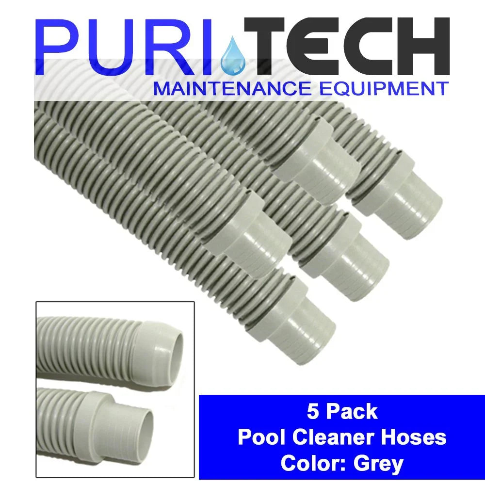Puri Tech Vacuum Hose Navigator Pool Vac Ultra Aquabug 1.5in x 48ft Lt Gray 5 Pack