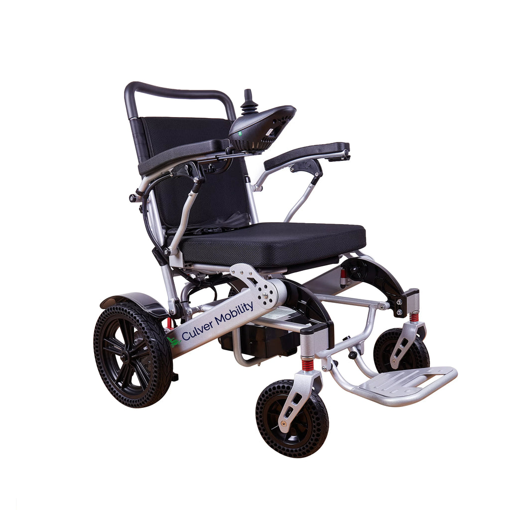 Alton Mobility - Exclusive Lightweight and Foldable Electric Power Wheelchairs 360lbs - 500W - 20 miles - SILVER