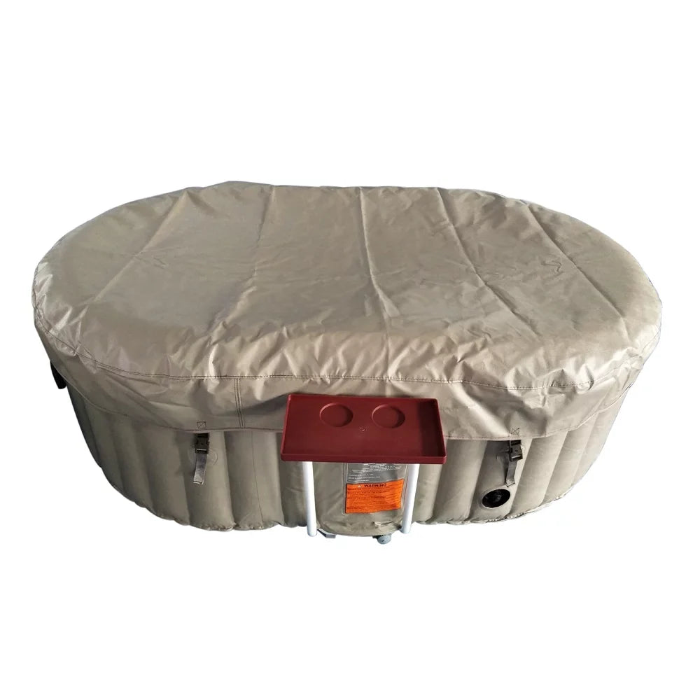 ALEKO 145 Gallon 2 Person Brown Oval Inflatable Jetted Hot Tub with Shield