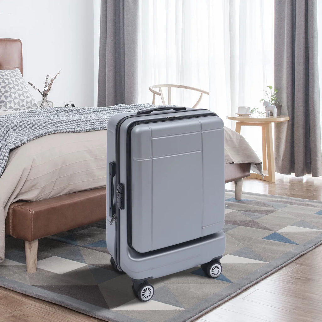 Wuzstar 24" Traveling Luggage PC+ABS Luggage Bags with TSA Lock Long-lasting Spinner Wheels Hardside Carry On Suitcase , Silver