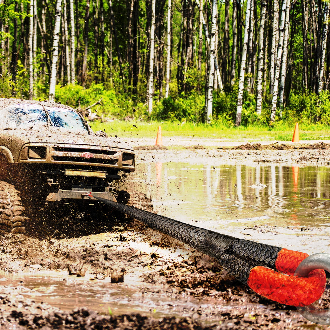 VULCAN Off-Road Wrap Rope, 1-1/4 inch x 30 foot, Orange Eyes, 52300 Lbs Breaking Strength, Bag
