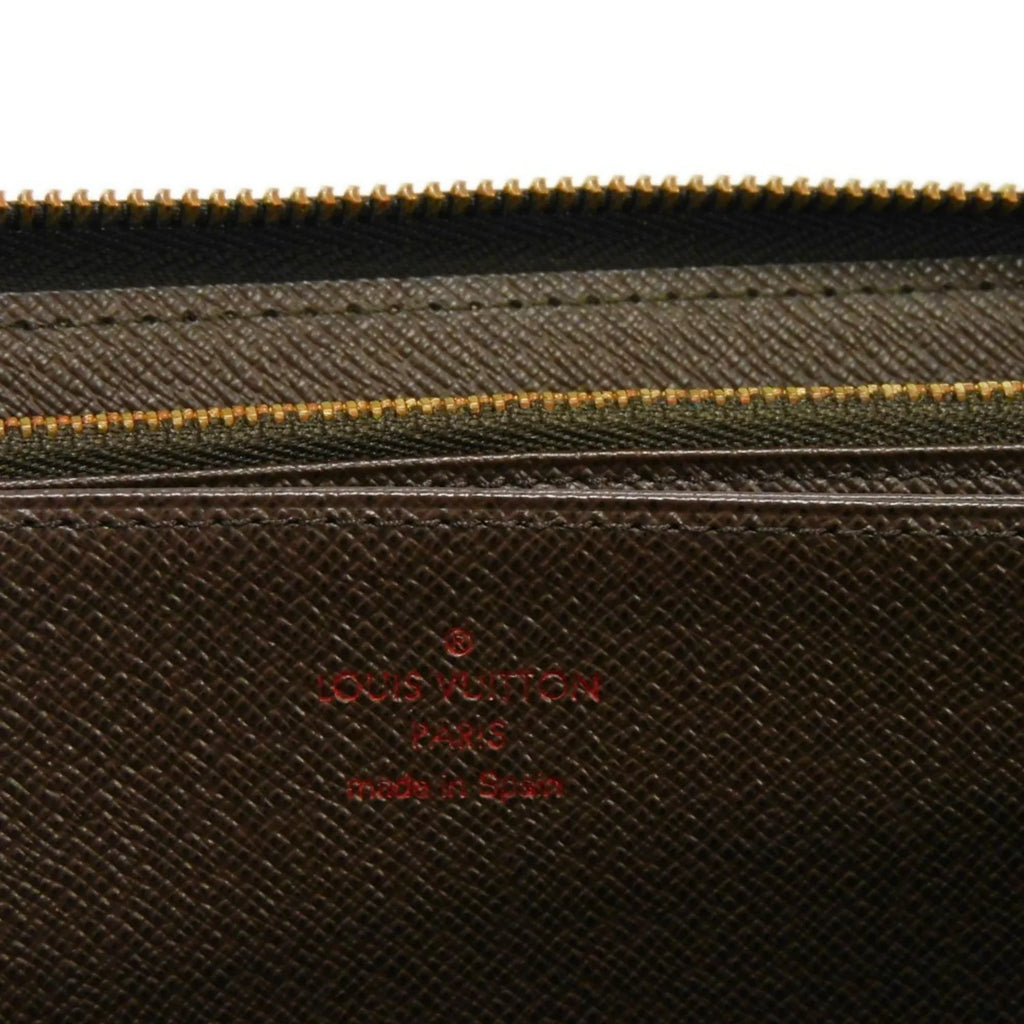Pre-Owned LOUIS VUITTON Long Wallet Zippy Logo Brown New Round Zipper Checkered Pattern Vuitton Damier Ebene N41661 Men's Women's (Good)