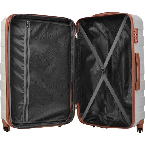 Luggage Sets New Model Expandable ABS Hardshell 3pcs Clearance Luggage Hardside Lightweight Strong Suitcase sets Spinner Wheels Suitcase with TSA Lock 20''24''28''( Light Grey and Brown)