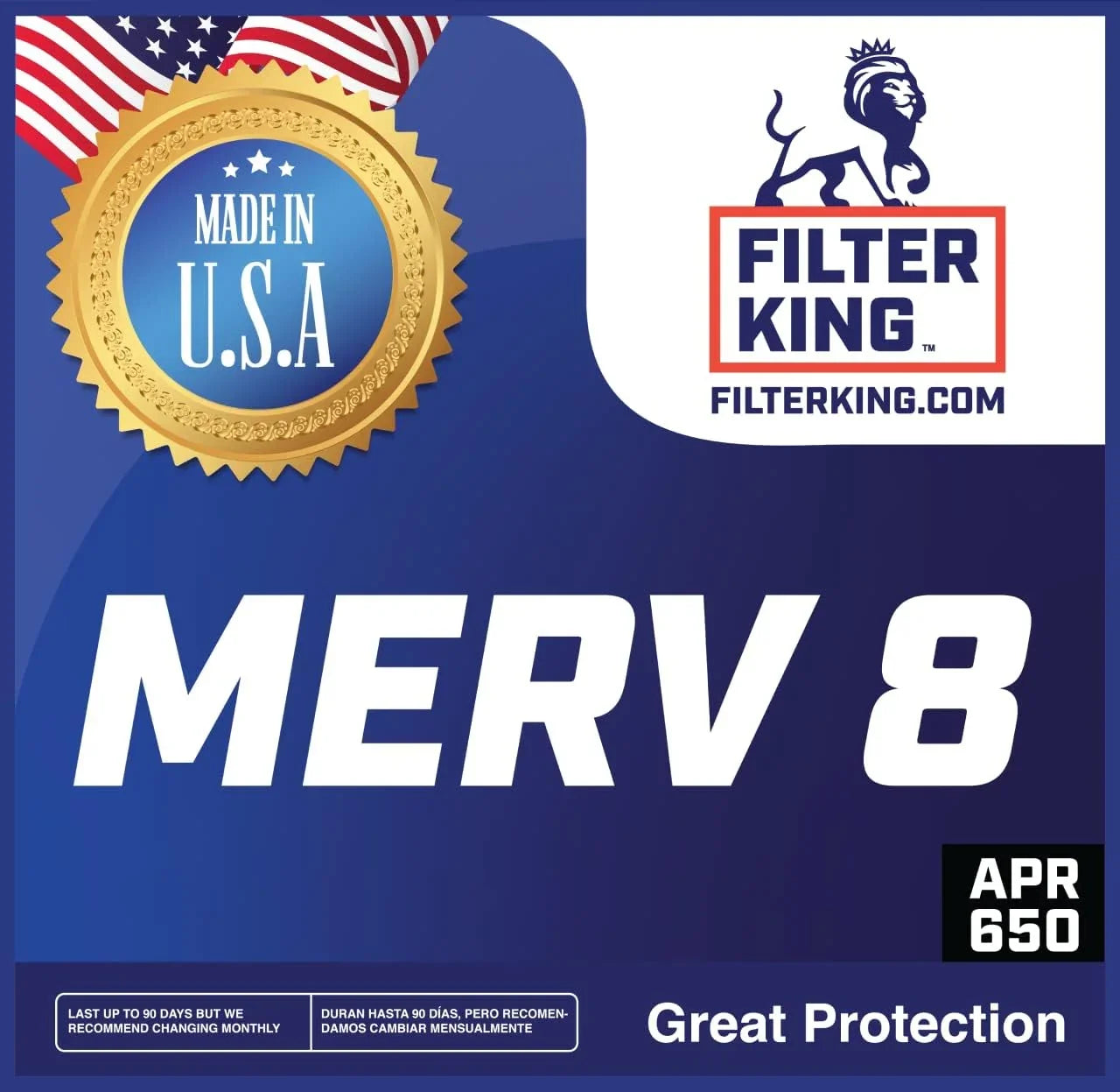 Filter King 26x49x1a Air Filter | 4-PACK | MERV 8 HVAC Pleated A/C Furnace Filters | MADE IN USA | Actual Size: 26 x 49 x .75"