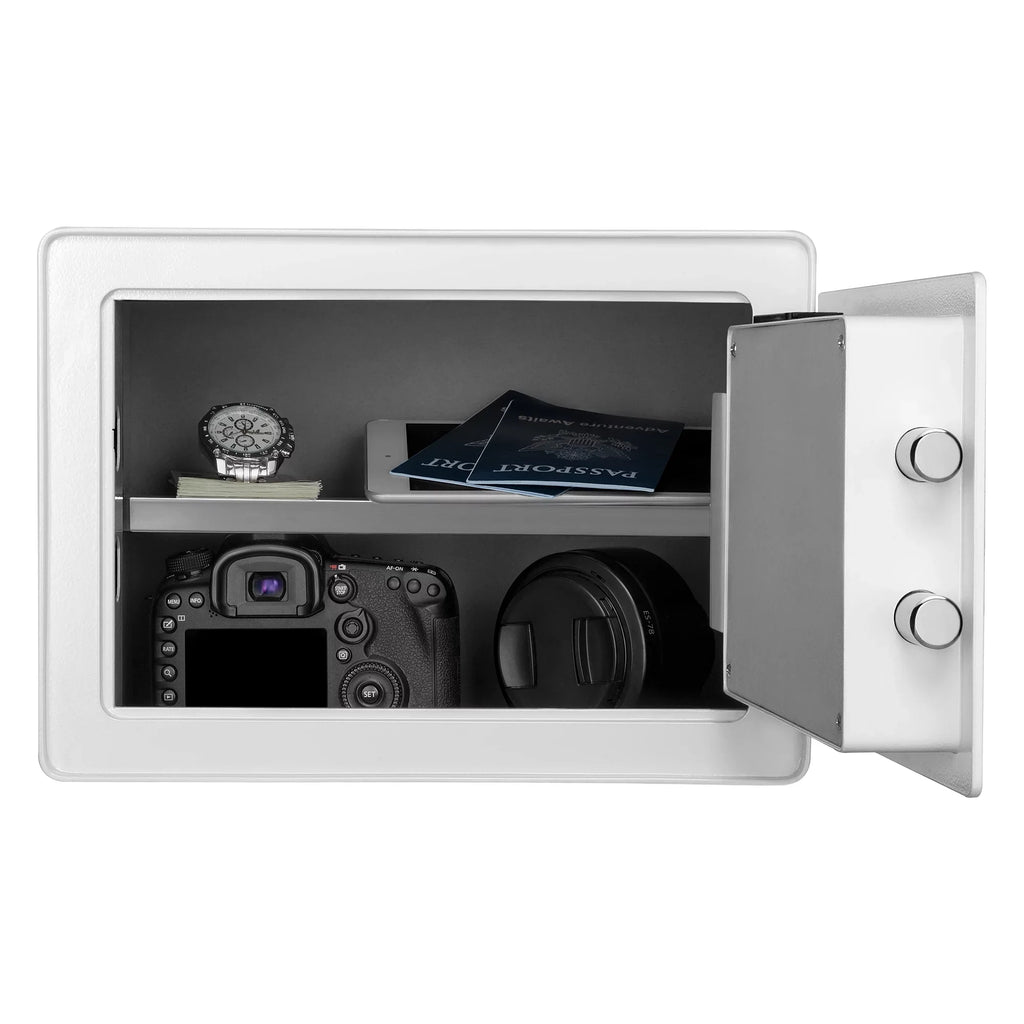 Pen + Gear Safes 0.57 CF with Electronic Lock, Backup Key, 1 Shelf, Carpeted Interior, White
