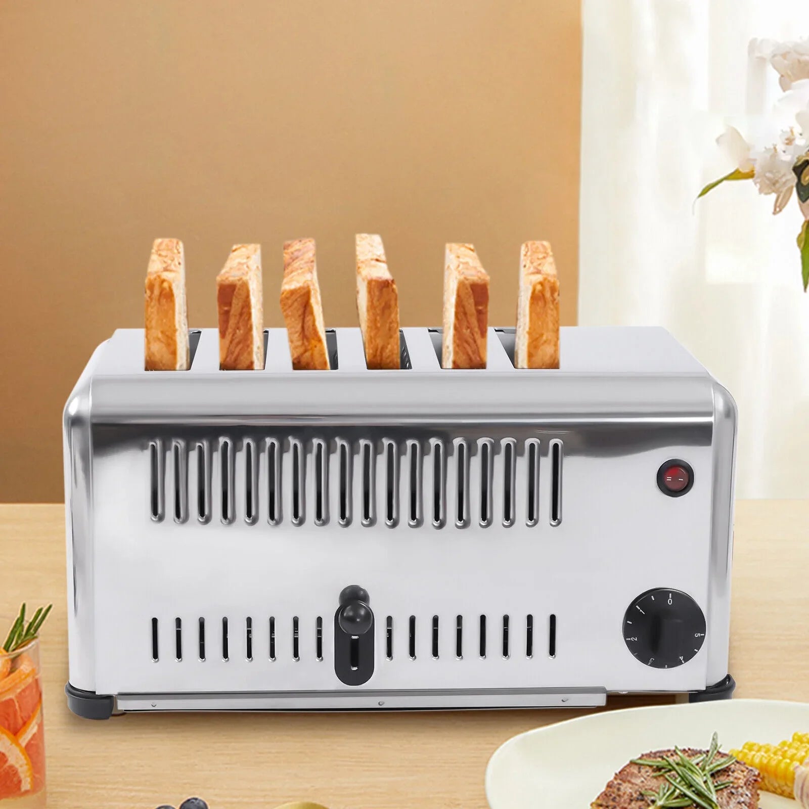 TFCFL Commercial 6-Slice Toaster 1680W Electric Bread Toaster Bagel Toaster Machine
