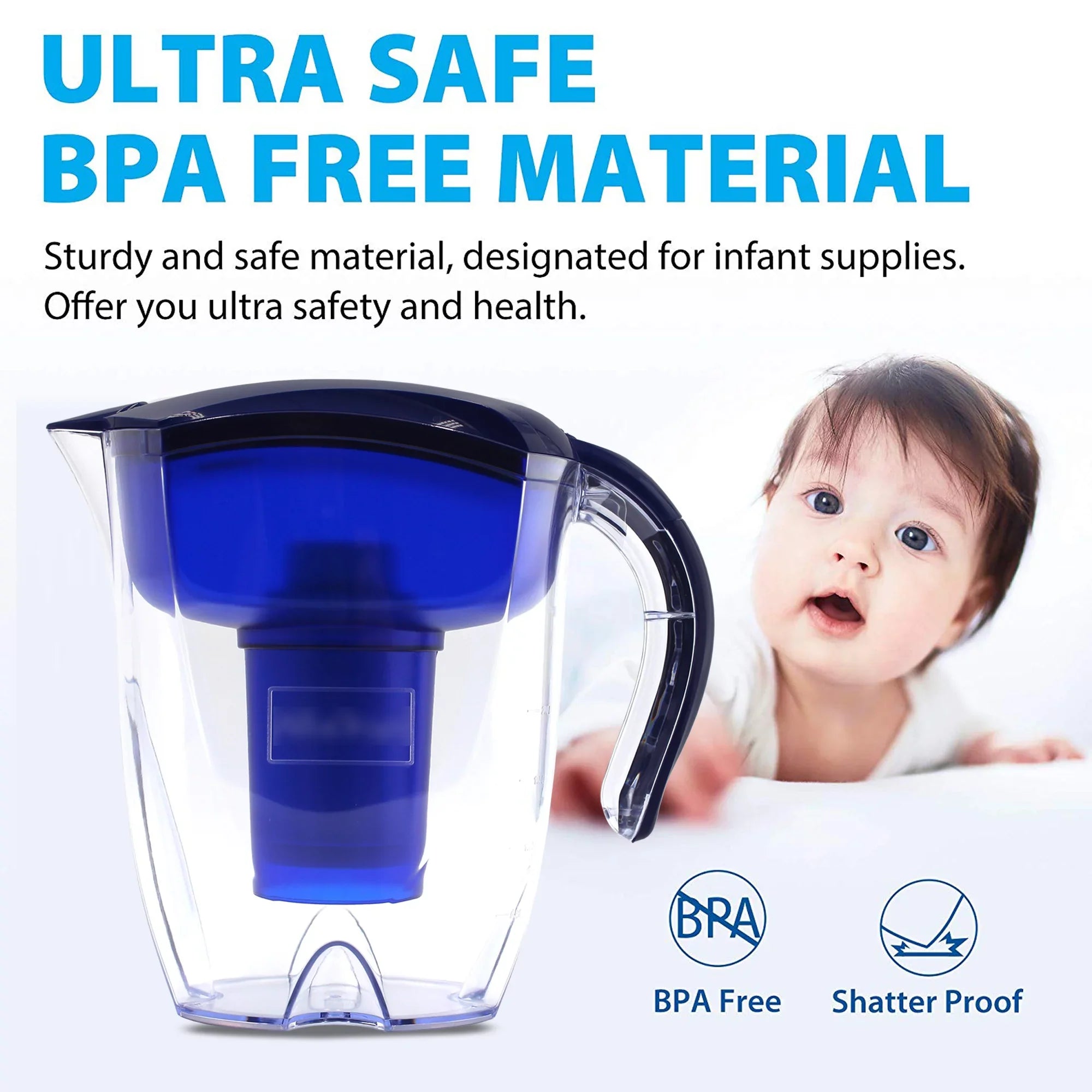 ALKA Premium Alkaline Water Pitcher - 3.5L Pure Healthy Water Ionizer With Activated Carbon Filter - Healthy, Clean & Toxin-Free Mineralized Alkaline Water In Minutes PH 8.5 - 9.5