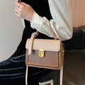 Junior Fastener Decor Handbag, Trendy Square Crossbody Bag, Faux Leather Flap Purse For Women (7.9*5.93*3.16) Inch