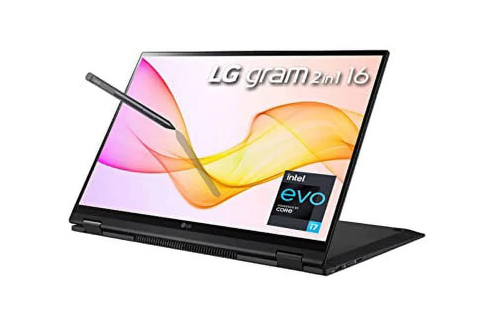 LG 2023 Gram 16" 2-in-1 Ultralight Laptop WQXGA IPS Touch EVO i7-1360P 32GB RAM 2TB(1TBx2) NVMe SSD Iris Xe Graphics WiFi AX Backlit Fingerprint Fullday Battery Windows 10 Pro w/Pen and RE USB