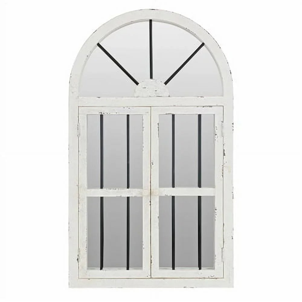 Arched Window Wall Mirror Cottage Chic White 42" x 25" by Aspire
