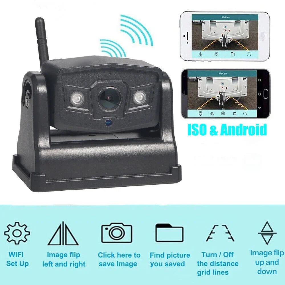 JahyShow High-Capacity 9600mAh Battery Backup Camera, Magnetic WiFi Wireless, Front/Rear View