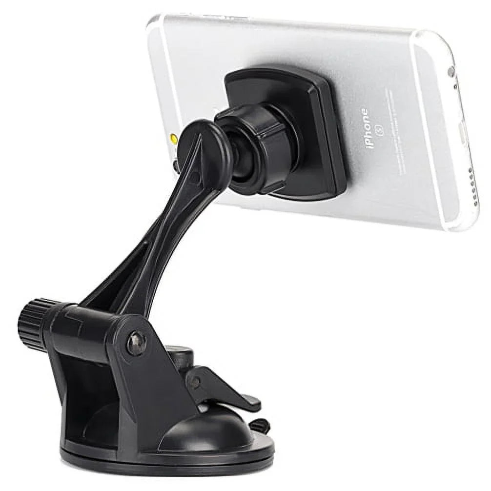 Premium Magnetic Car Mount Dash Windshield Holder Window Rotating Dock Stand Strong Grip Adjustable Suction NYQ for Samsung Galaxy J7 Perx V (2017), Mega 2 Note 2 On5 Prevail LTE S4, S5 Active, Mini