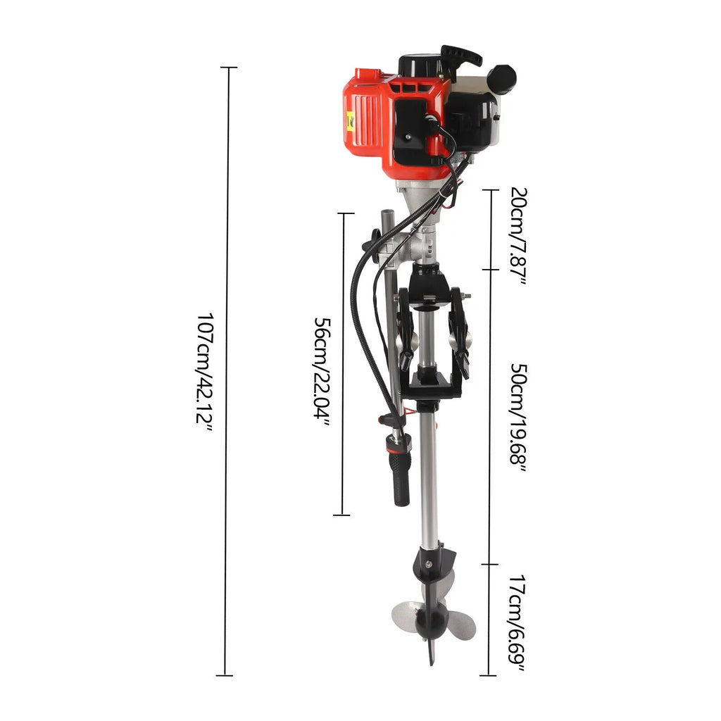 2-Stroke 2.3HP 52CC Outboard Ship Motor Engine Pull Starter w/Air Cooling System